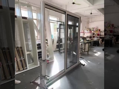 Thermal Break Alumimum Sliding Glass Door Manual Roller Shutter Double Tempered Glass